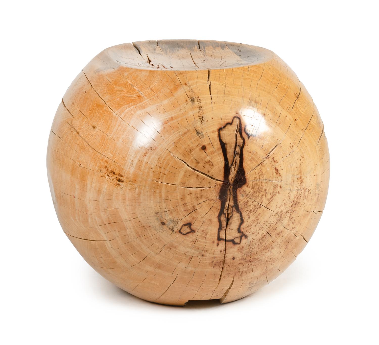 Spherical Wooden Stool Height 14 inches