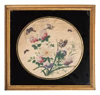 A Pair of Floral Paintings on Silk