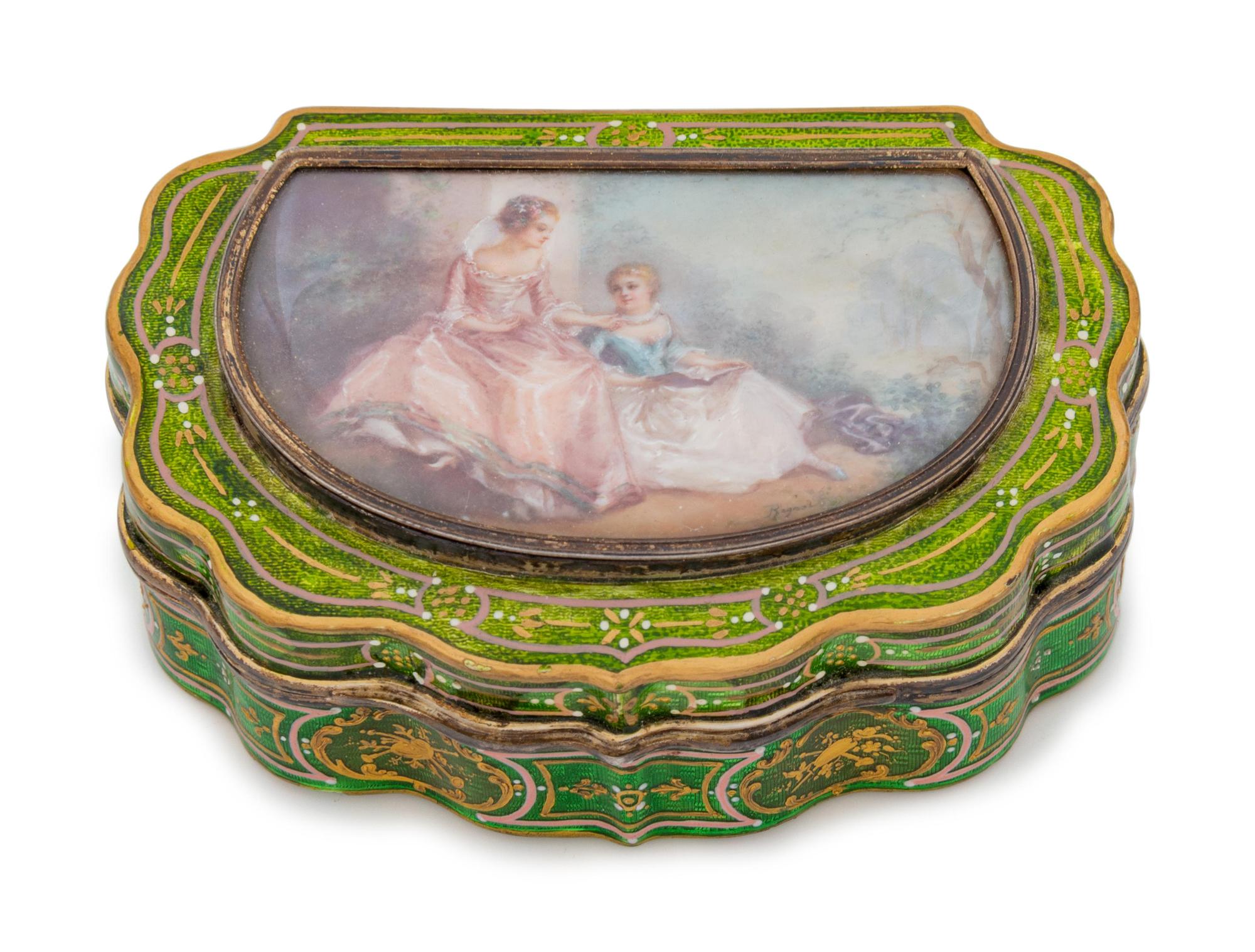 A French Guilloché Enamel and Silver-Gilt Box