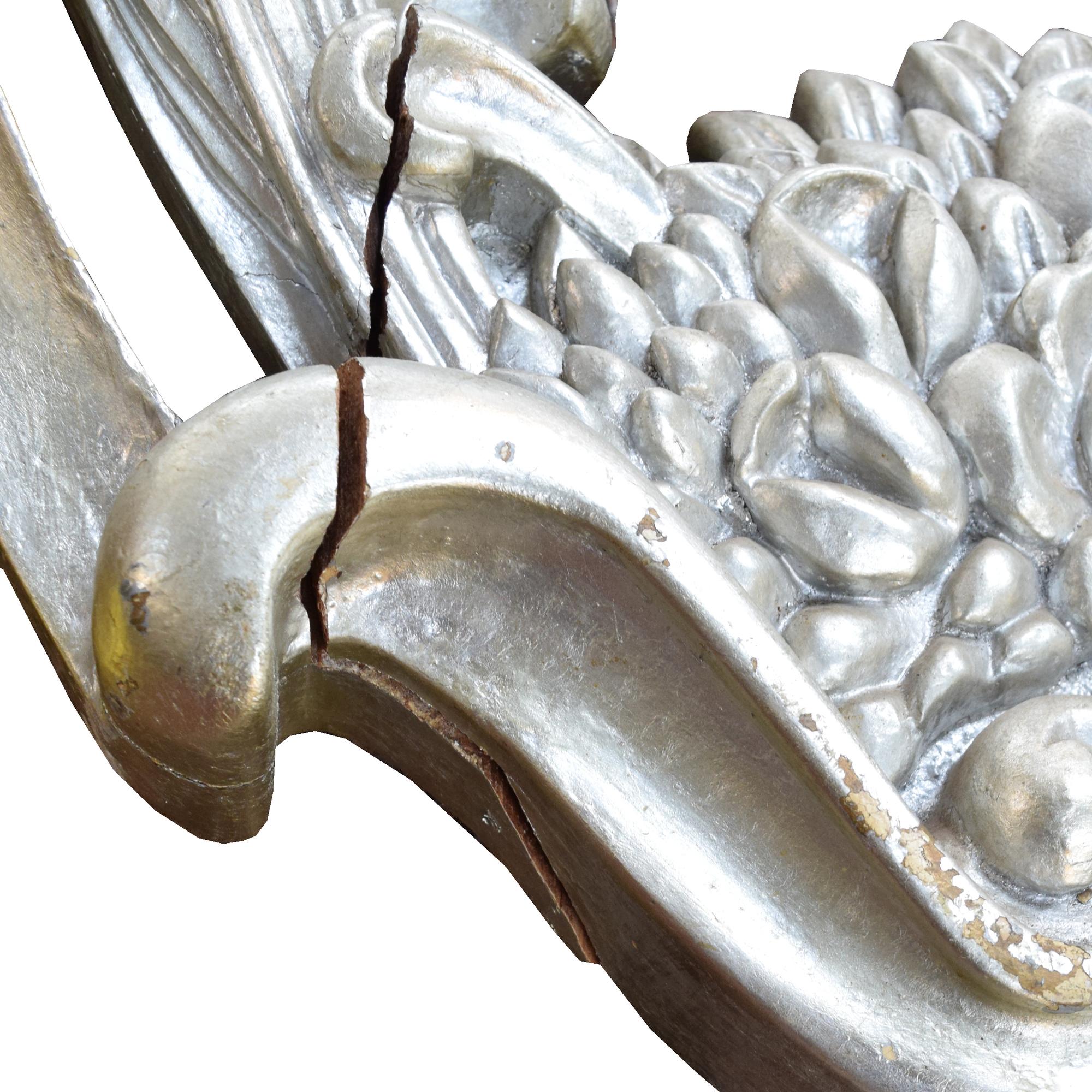 A Silvered Carved Console Fragment 44" W x 9" D x 42 "H — Argentina, Early 20th Century
