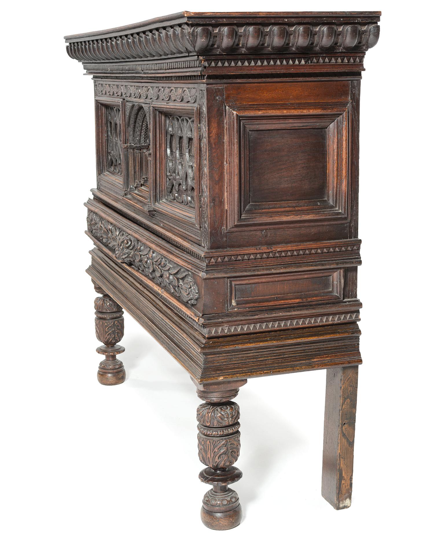 An English Gothic Revival Oak Court Cupboard