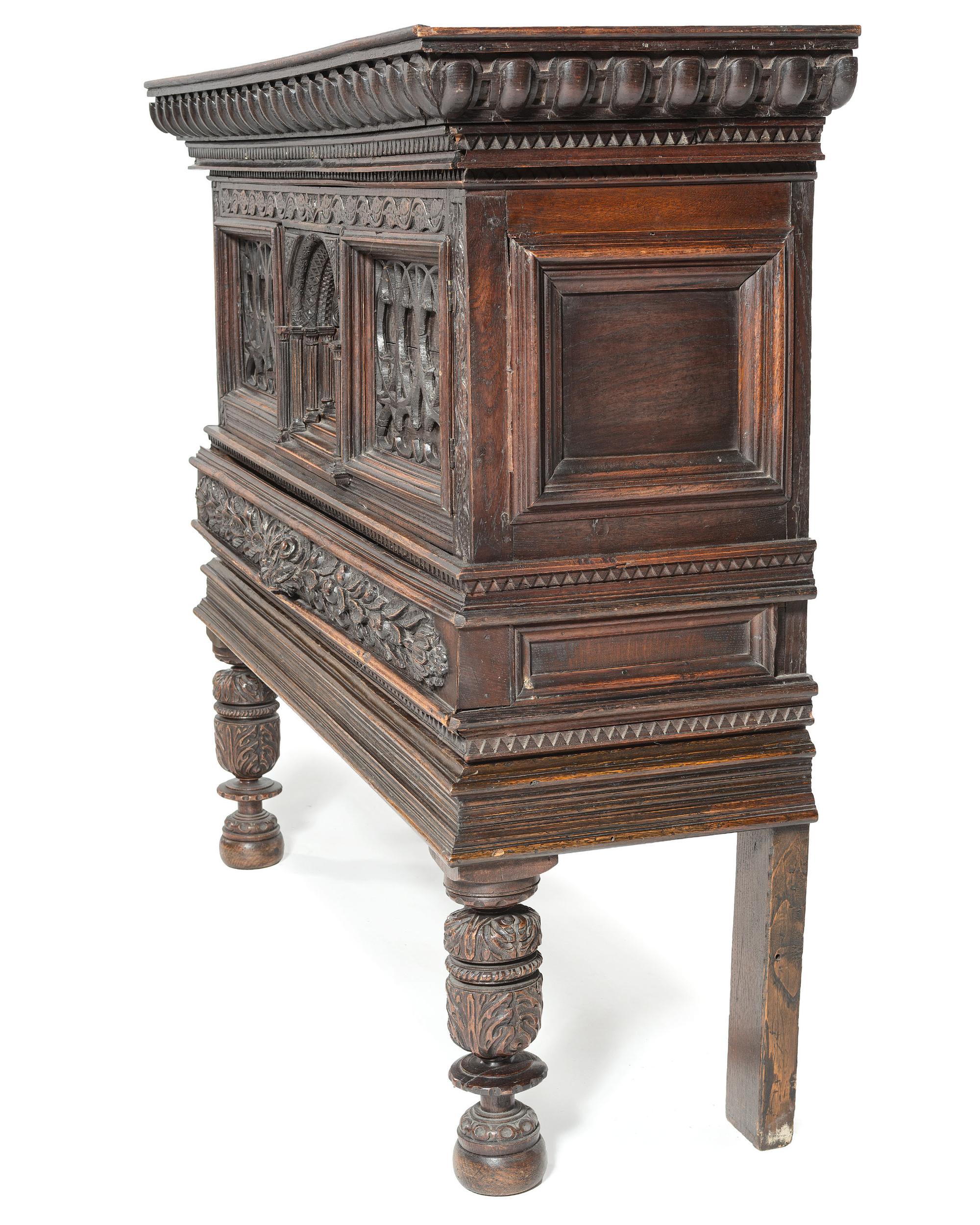 An English Gothic Revival Oak Court Cupboard