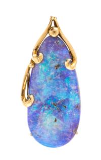 A Rose Gold and Boulder Opal Pendant, 7.50 dwts.