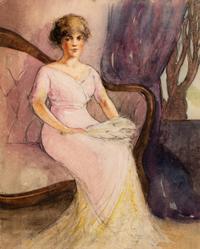 Portrait of a Lady in an Interior and Young Woman Reading by the Shore (two works)