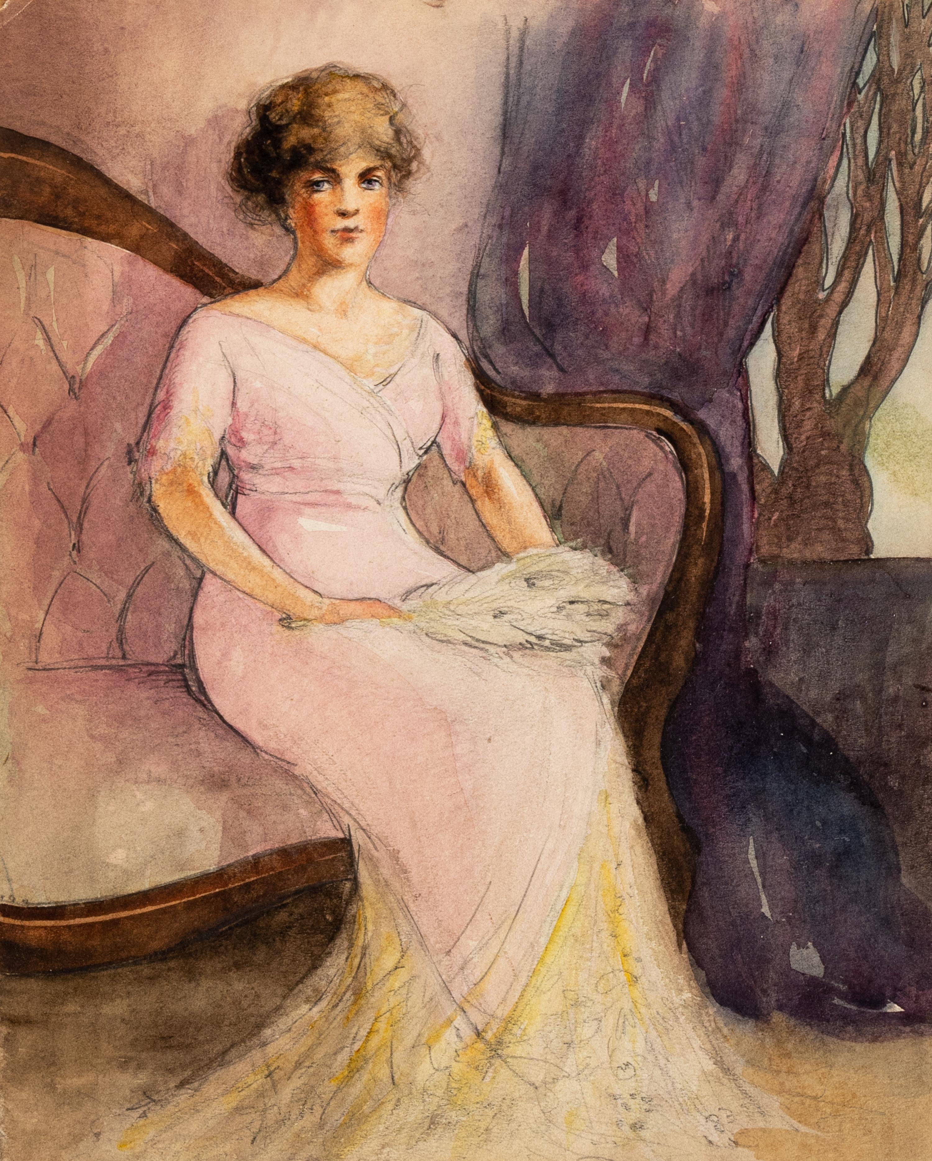 Portrait of a Lady in an Interior and Young Woman Reading by the Shore (two works)