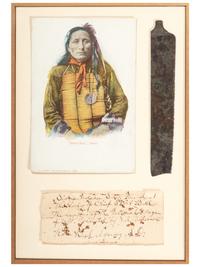 [NATIVE AMERICANS]. Sioux Indian saw found at the lodge of Chief Short Bull, presented by photographer J.A. Anderson. Red Cloud Agency, South Dakota.