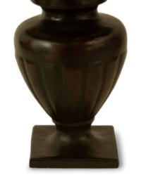 A Handel Patinated Metal Table Lamp With Reverse-Painted Glass Shade