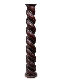 A Continental Carved and Painted Wood Solomonic Column