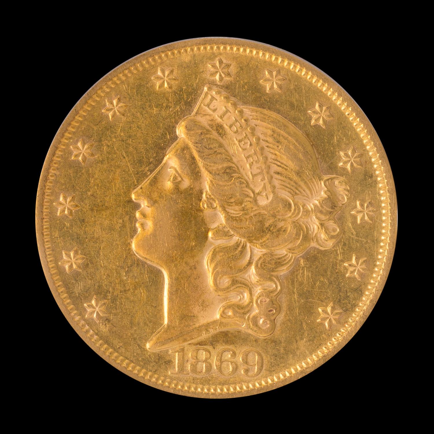 A United States 1869 Liberty Head $20 Gold Coin