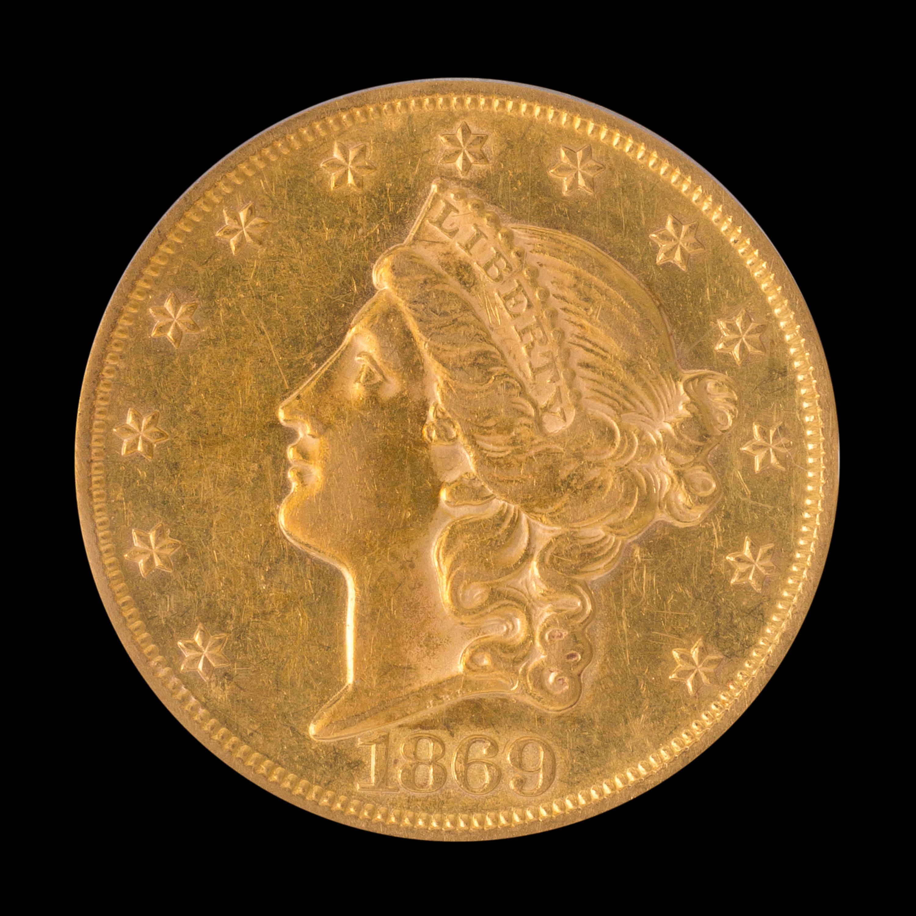A United States 1869 Liberty Head $20 Gold Coin