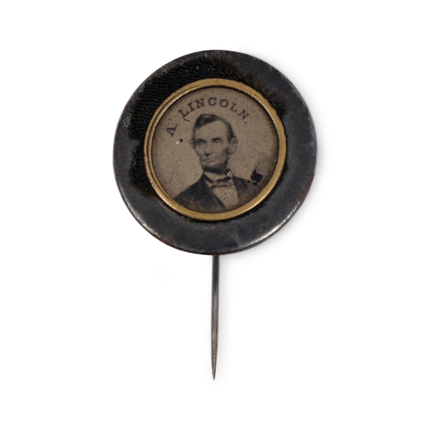[LINCOLN FUNERAL]. A group of 4 mourning badges and 1 campaign badge, comprising: