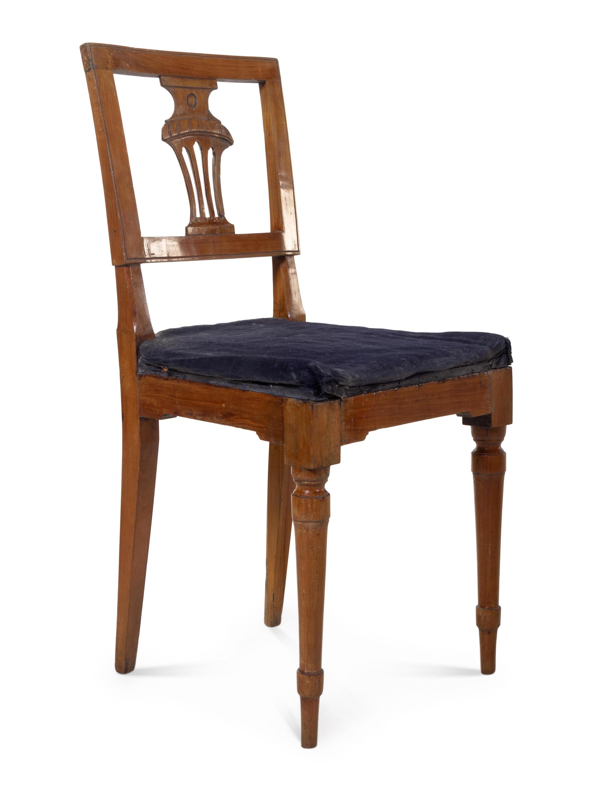 A Set of Four Italian Fruitwood Dining Chairs