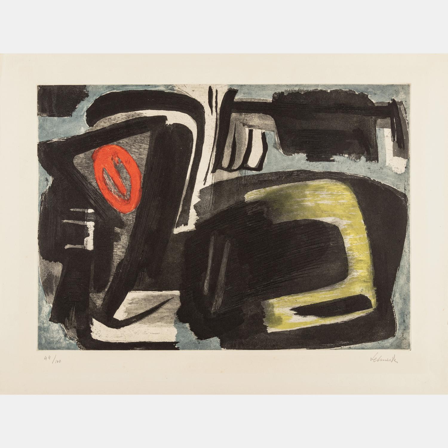 A Group of Three Prints by Gérard Ernest Schneider, and Marcel Fiorini, one of which After Roger Bissière, 1955-1960