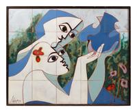 Two Girls with a Dove