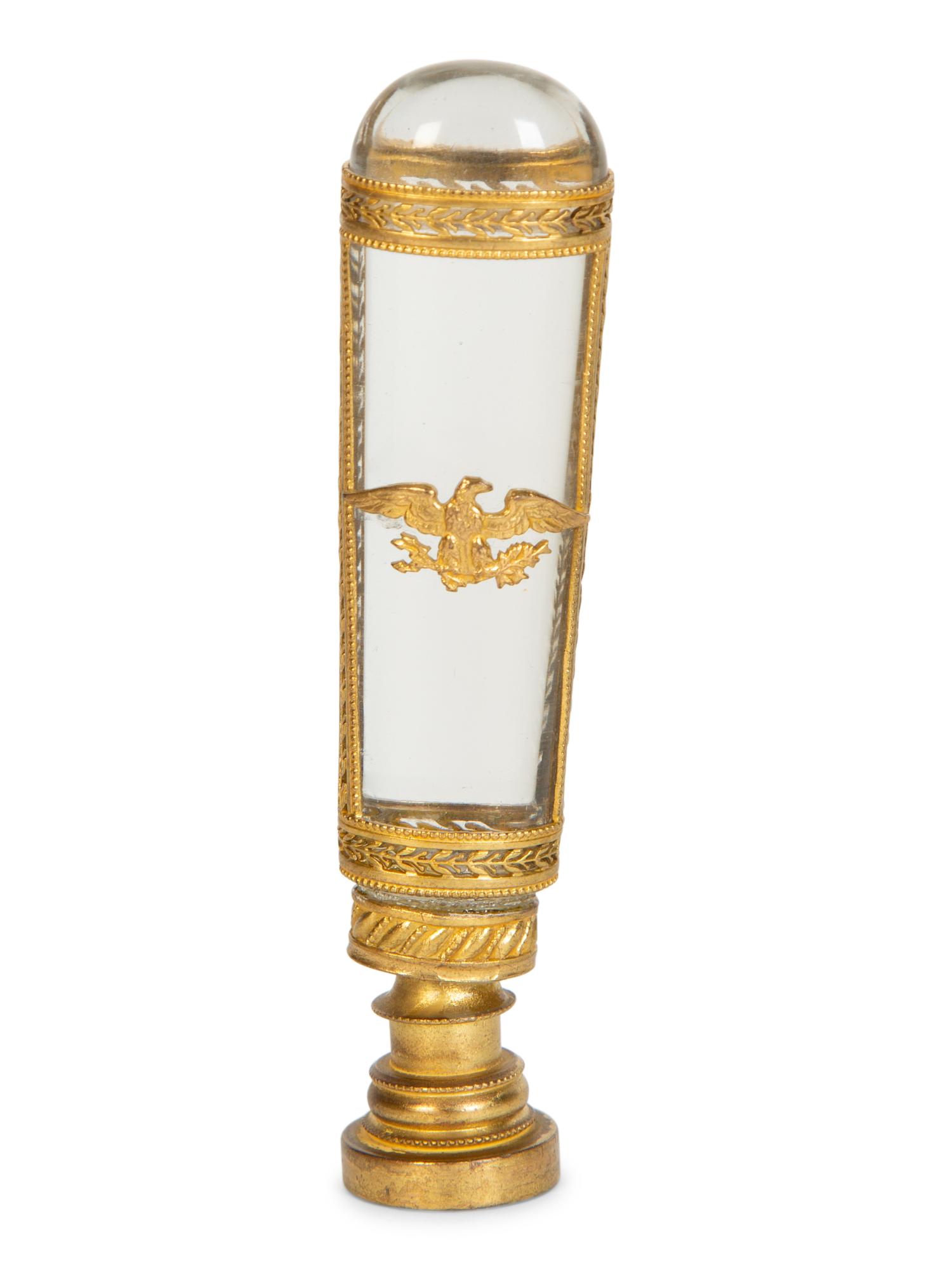 A Group of Five Gilt Bronze and Glass Desk Articles and a Faberge Imperial Paperweight — 19th/20th Century