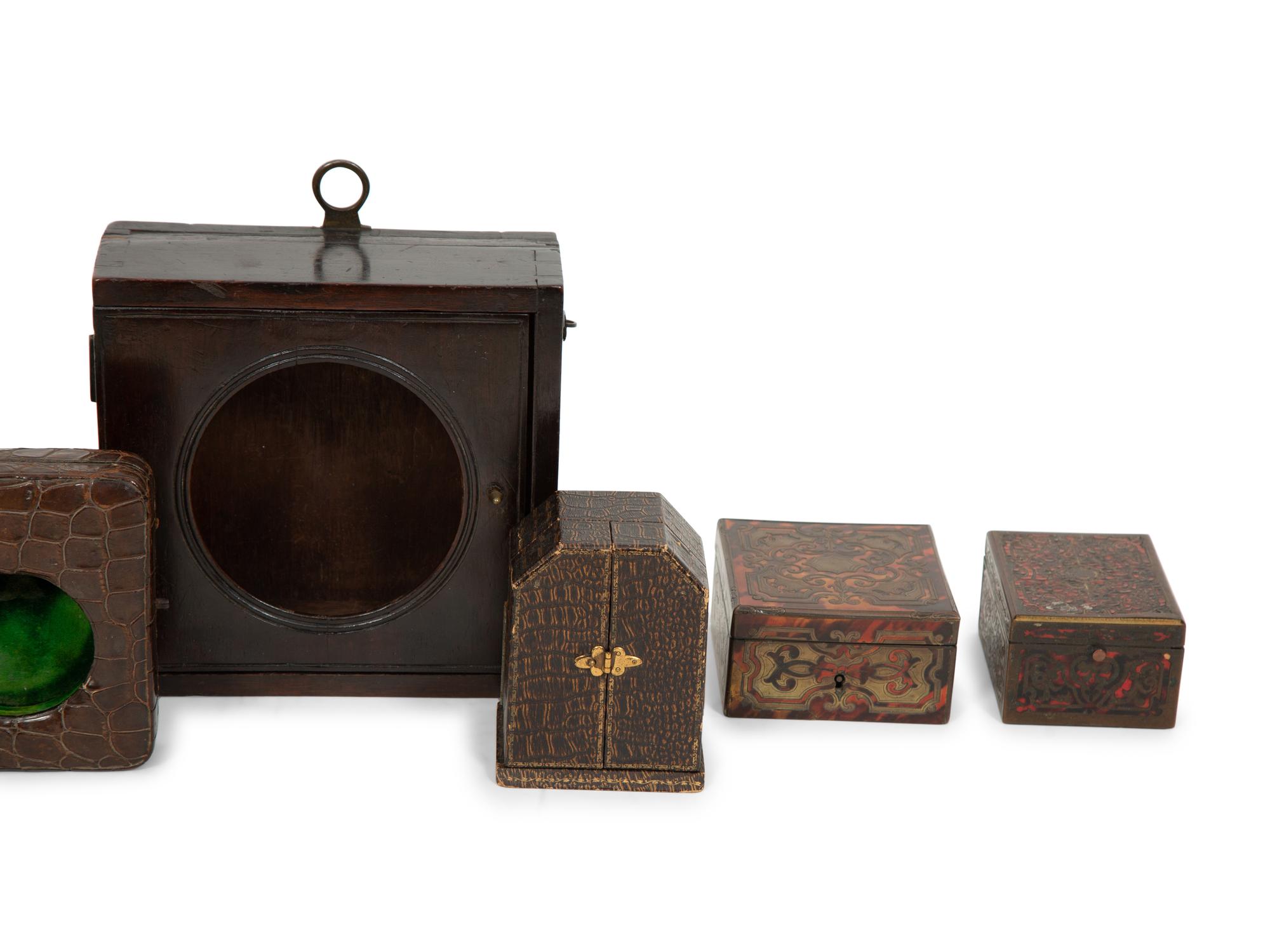 A Group of English and French Pocket Watch Boxes and Stands