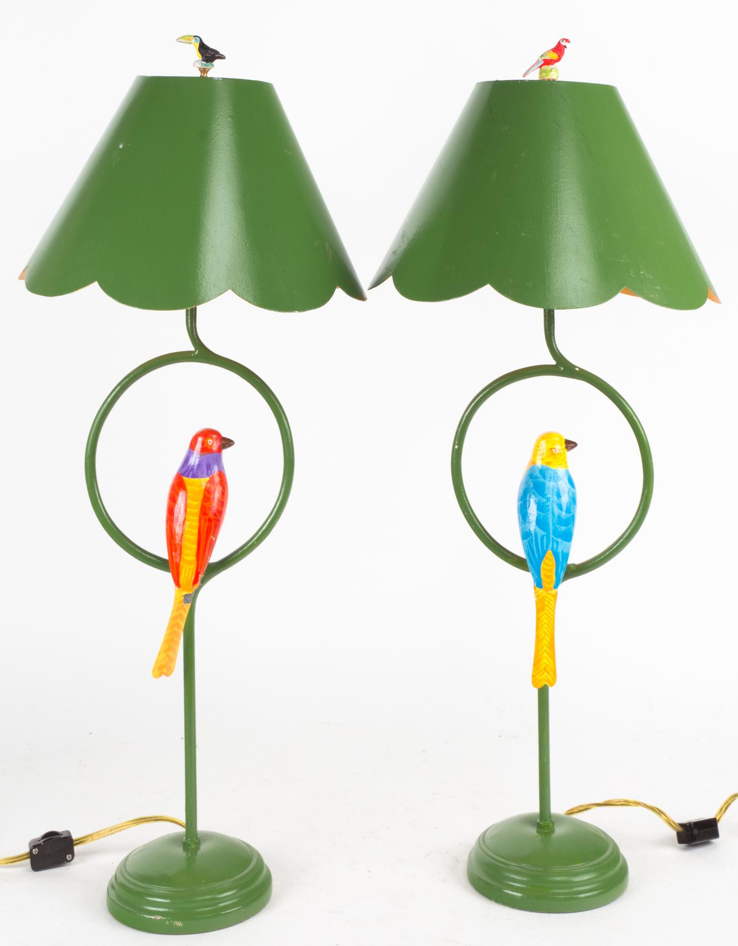A Pair of Painted Table Lamps