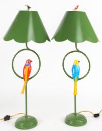 A Pair of Painted Table Lamps