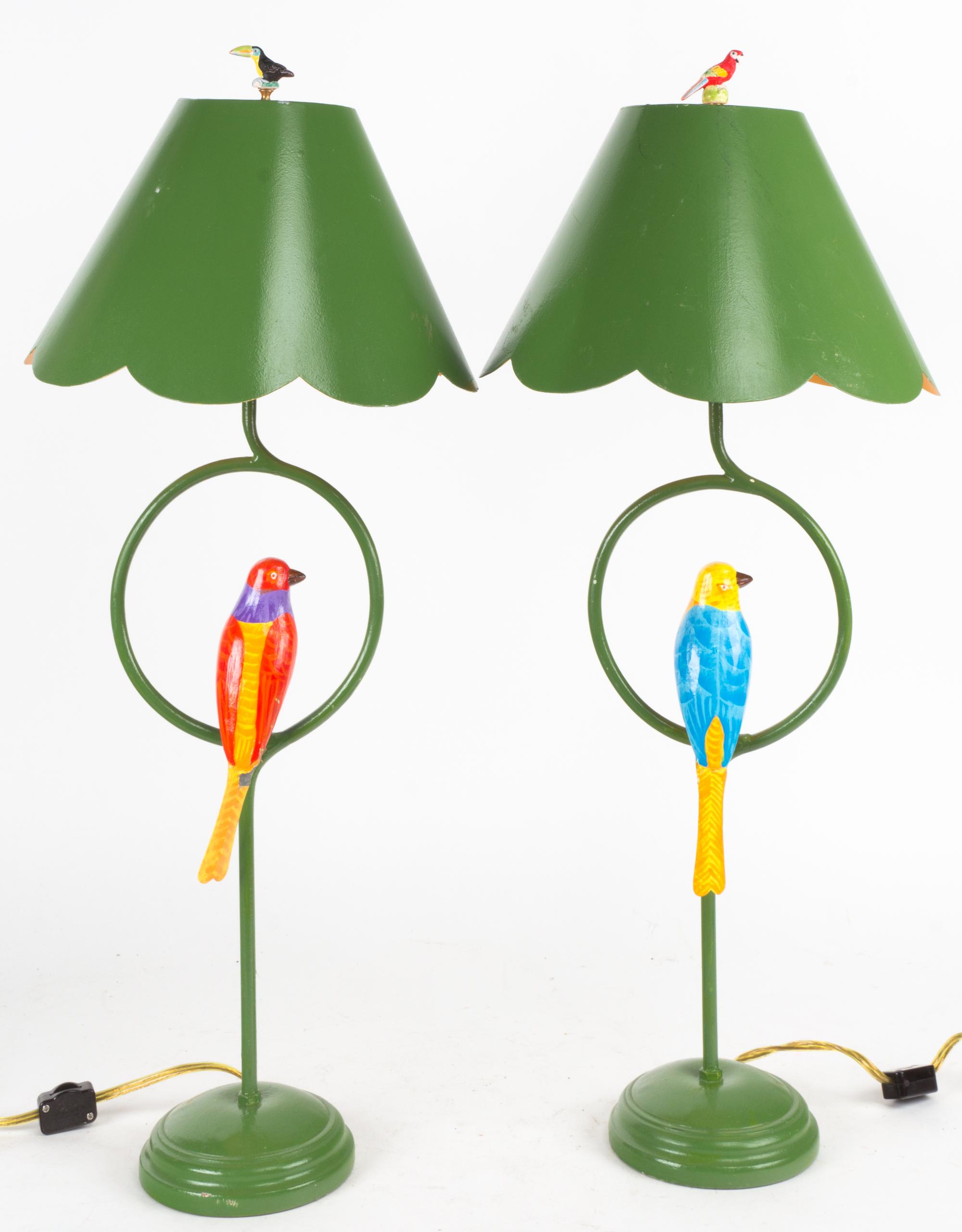 A Pair of Painted Table Lamps