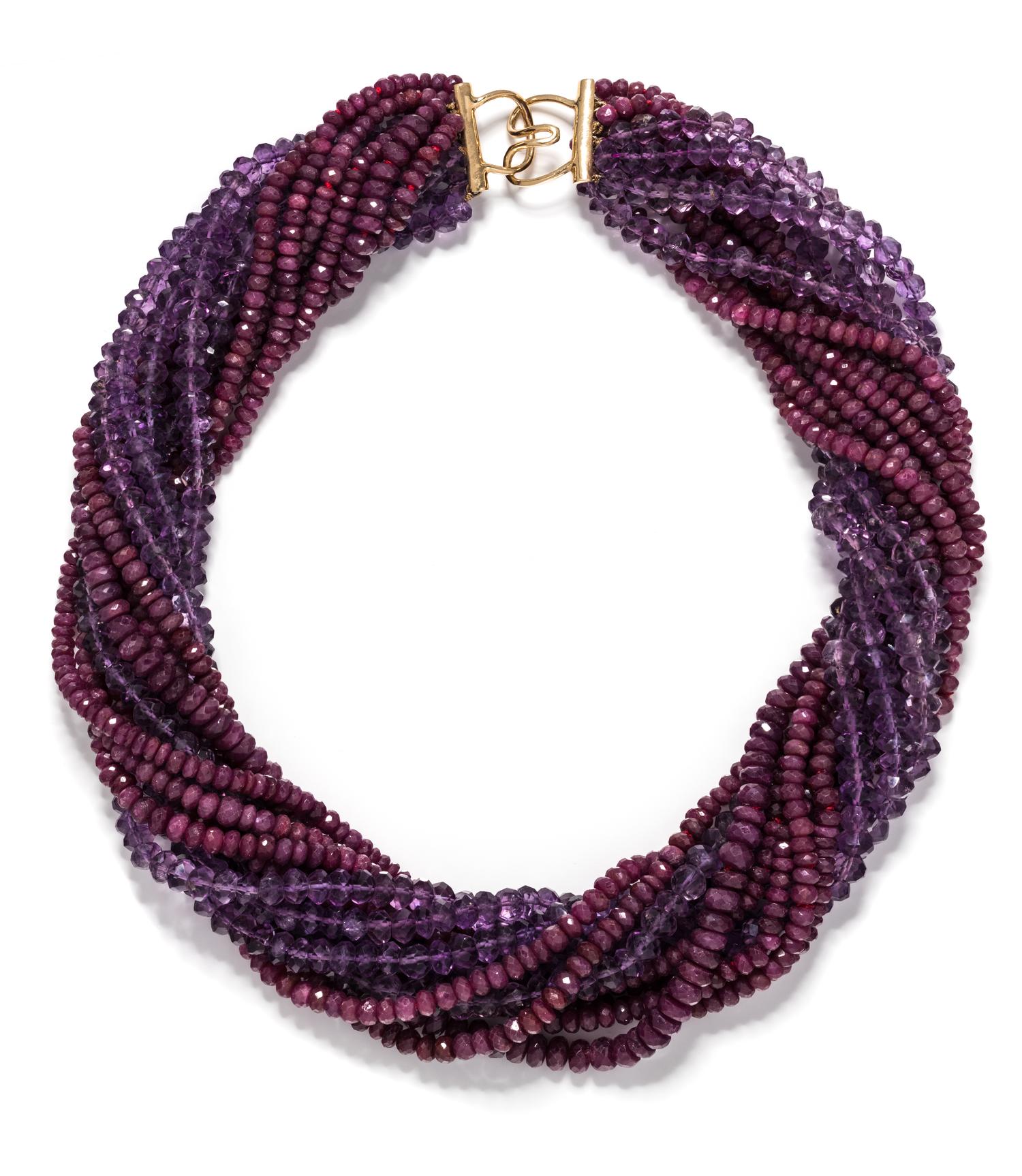 RUBY AND AMETHYST TORSADE NECKLACE