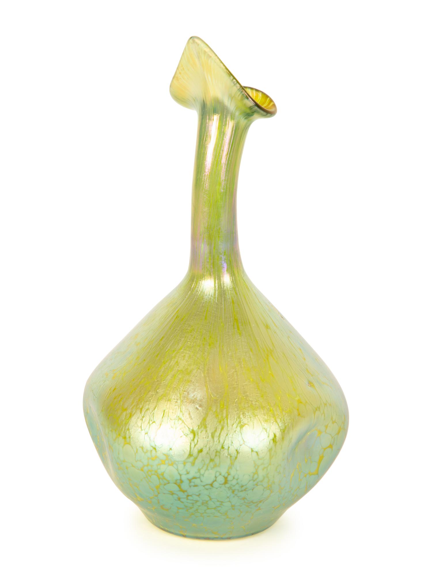 A Loetz Green Rosewater Sprinkler Vase