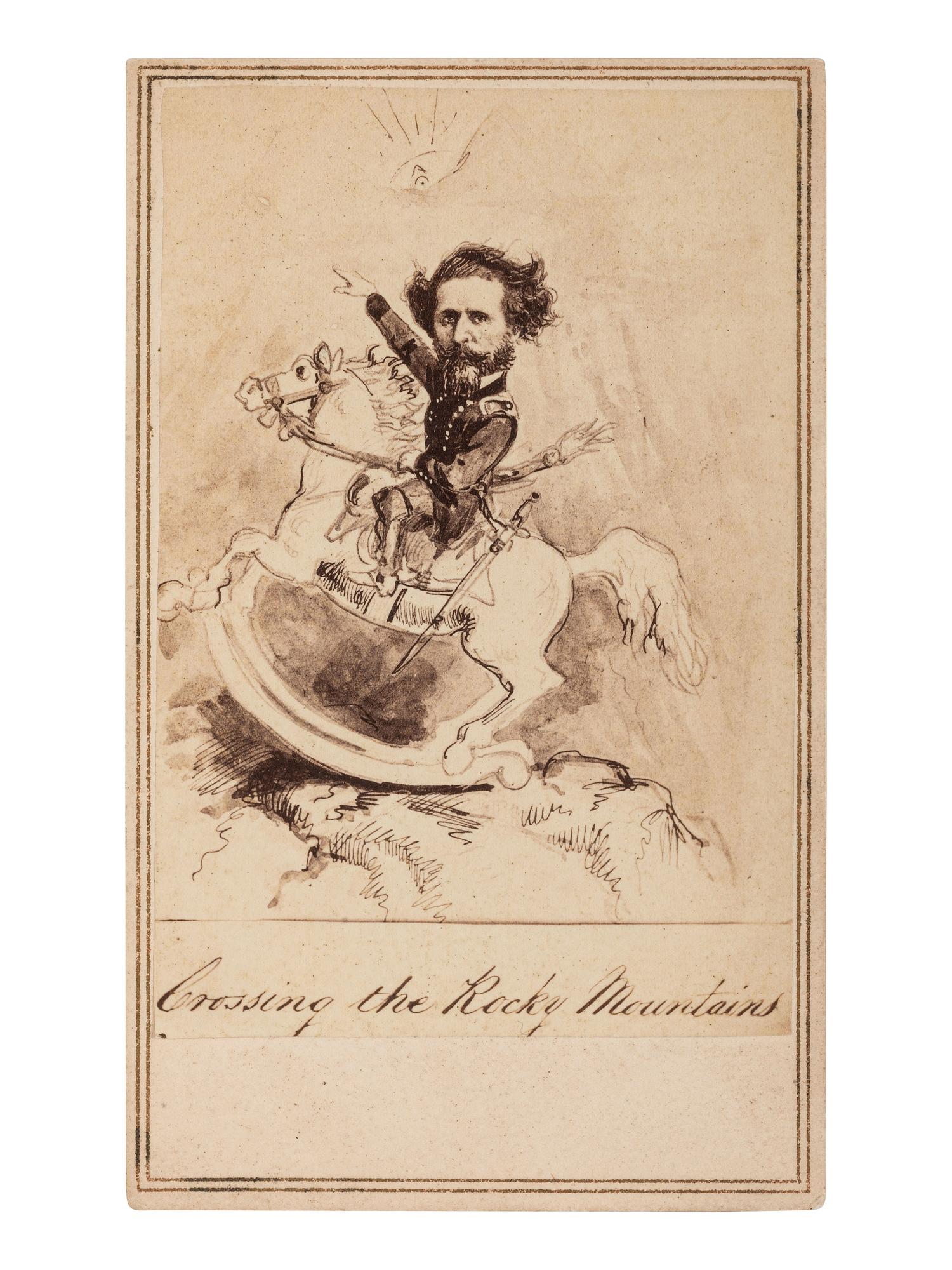 [CIVIL WAR]. Parody CDV of General Frémont "Crossing the Rocky Mountains."