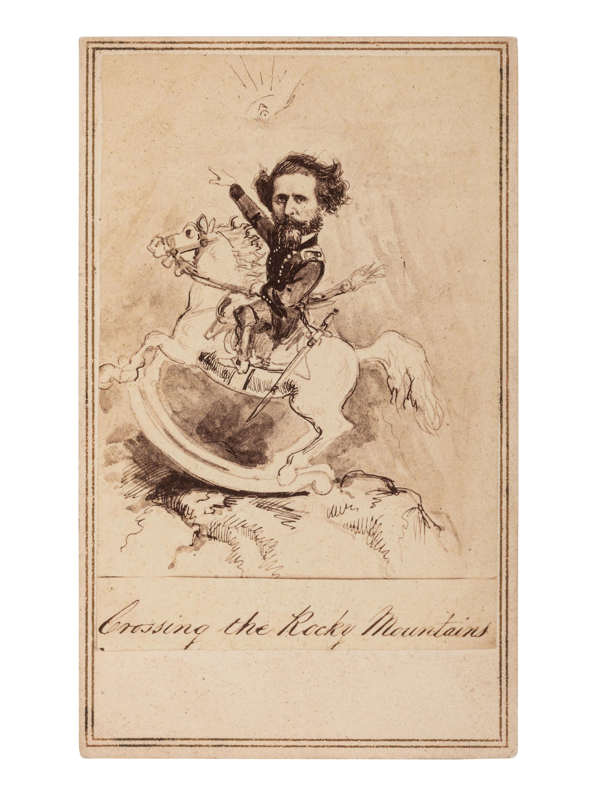 [CIVIL WAR]. Parody CDV of General Frémont "Crossing the Rocky Mountains."