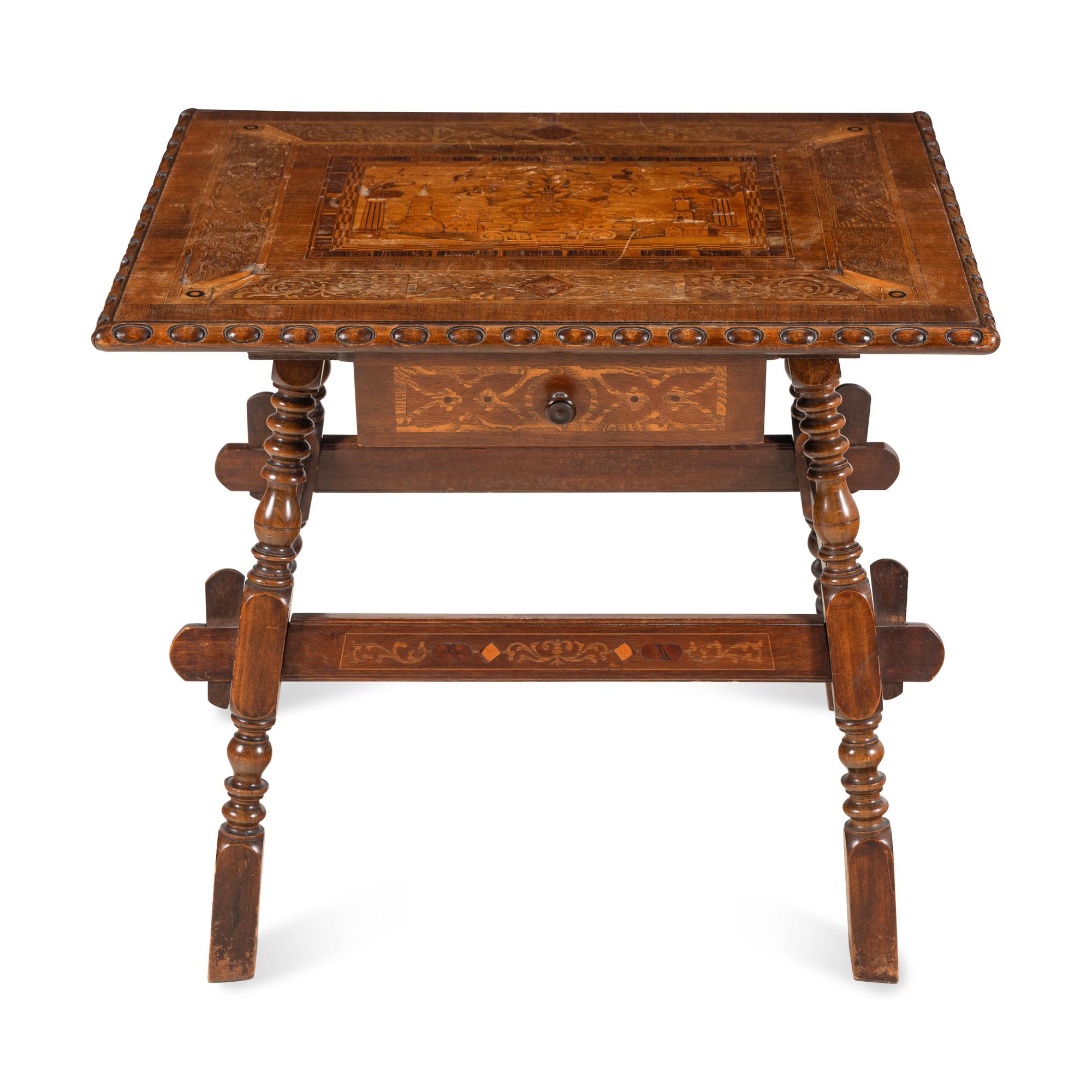 A German Walnut and Marquetry Table