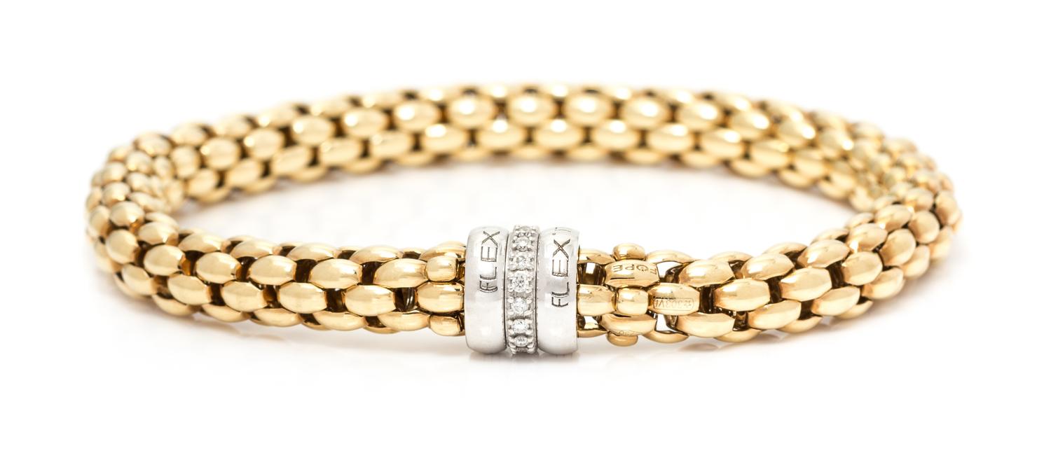 An 18 Karat Yellow Gold and Diamond Bracelet "Flex'It" Bracelet, Fope, 18.40 dwts.