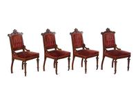 A Set of Four Victorian Walnut Side Chairs and a Pair of Classical Style Side Chairs