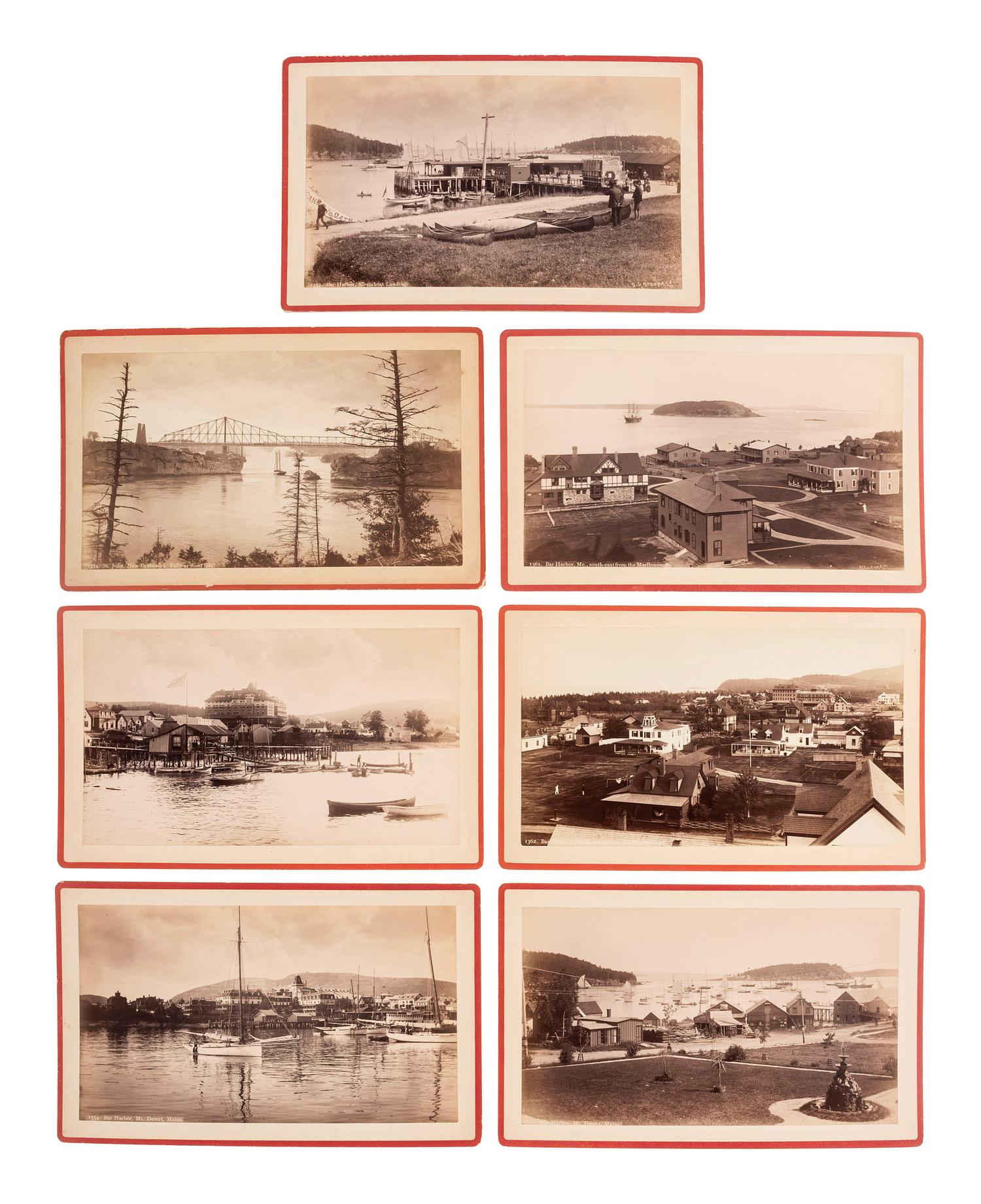 [EARLY PHOTOGRAPHY]. STODDARD, S.R. (1844-1917), photographer. A group of 8 boudoir cards of Maine, including views of Bar Harbor.