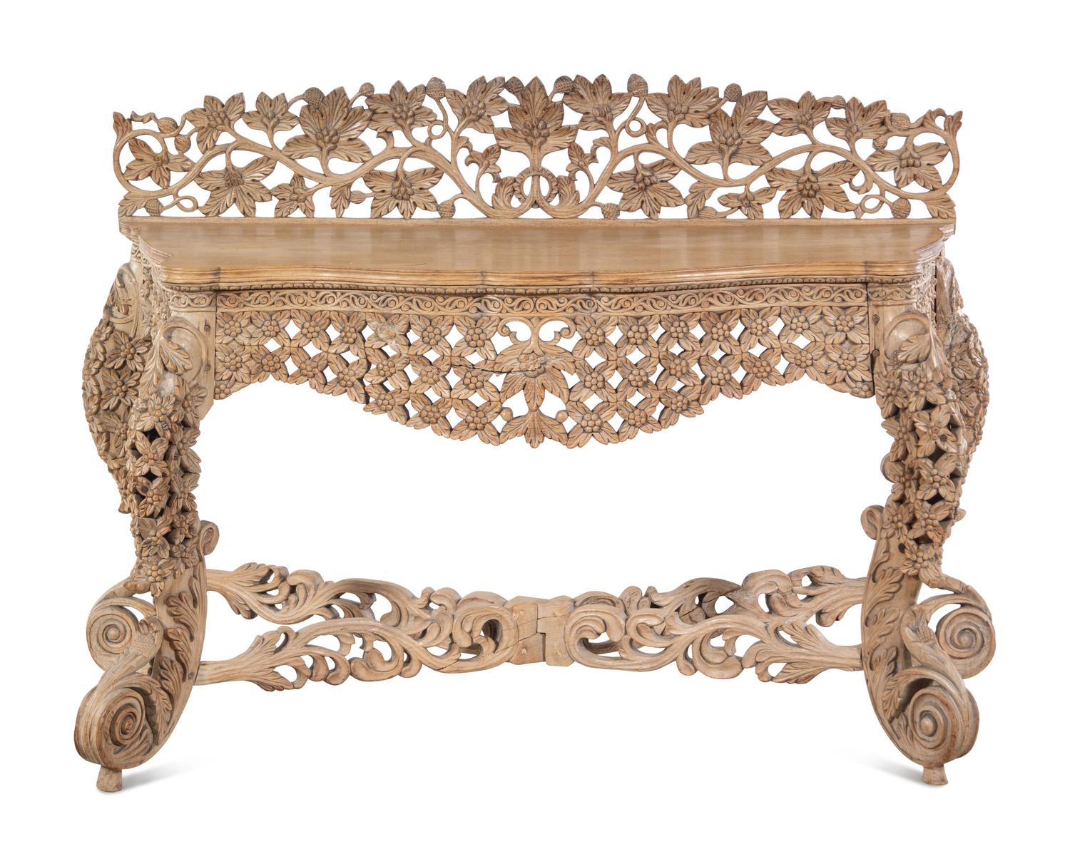 An Indian Pierce Carved Console Table