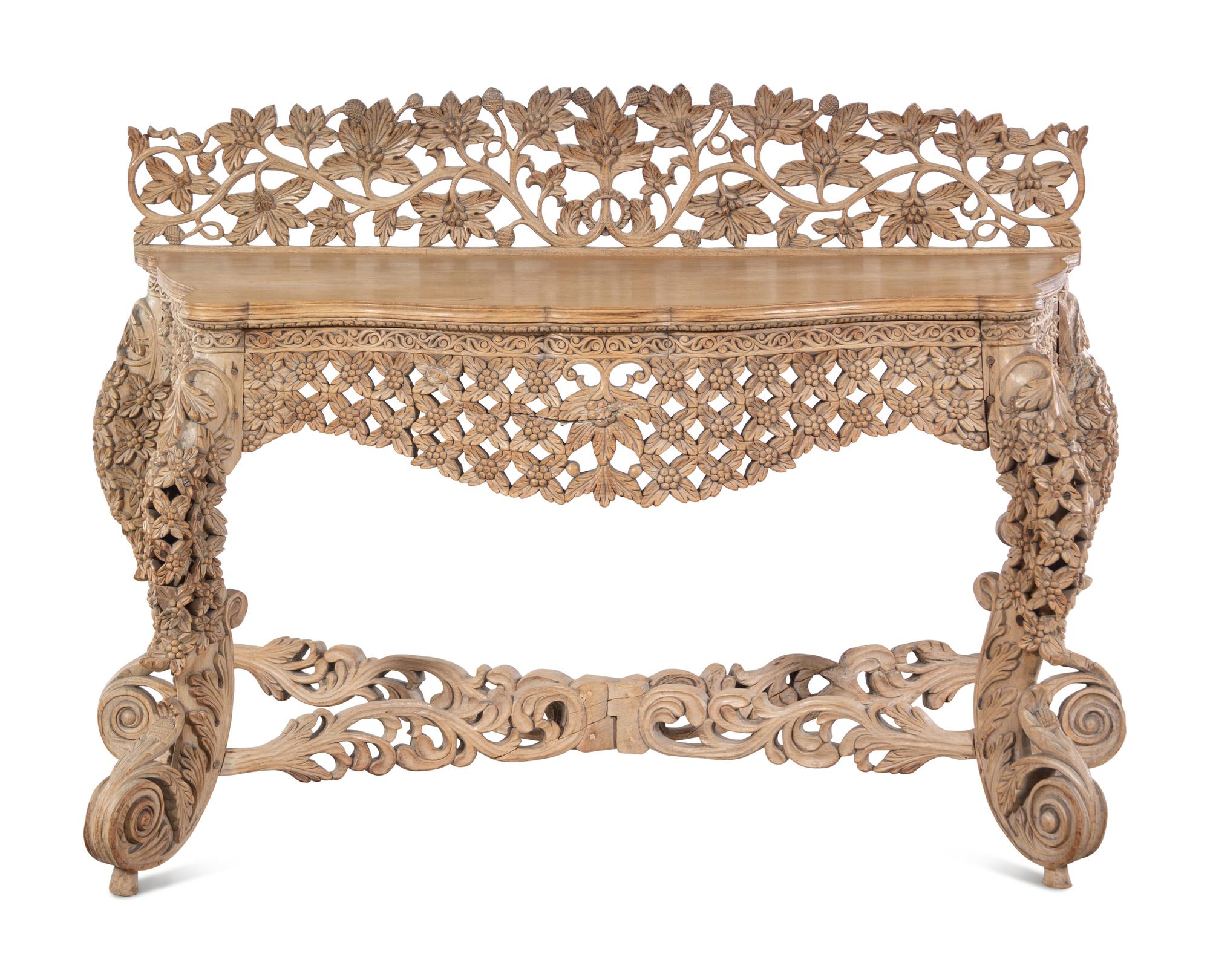 An Indian Pierce Carved Console Table