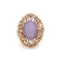 YELLOW GOLD, LAVENDER JADE AND DIAMOND RING