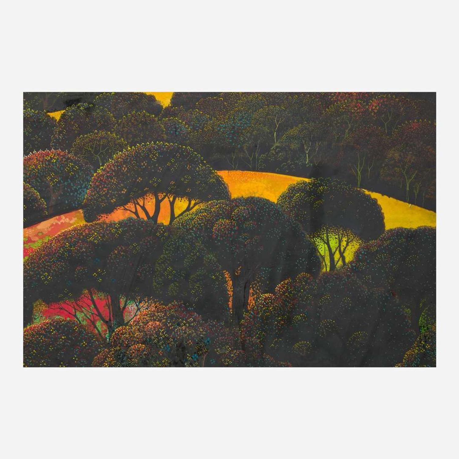 Eyvind Earle (American, 1916-2000) Flower Carpeted