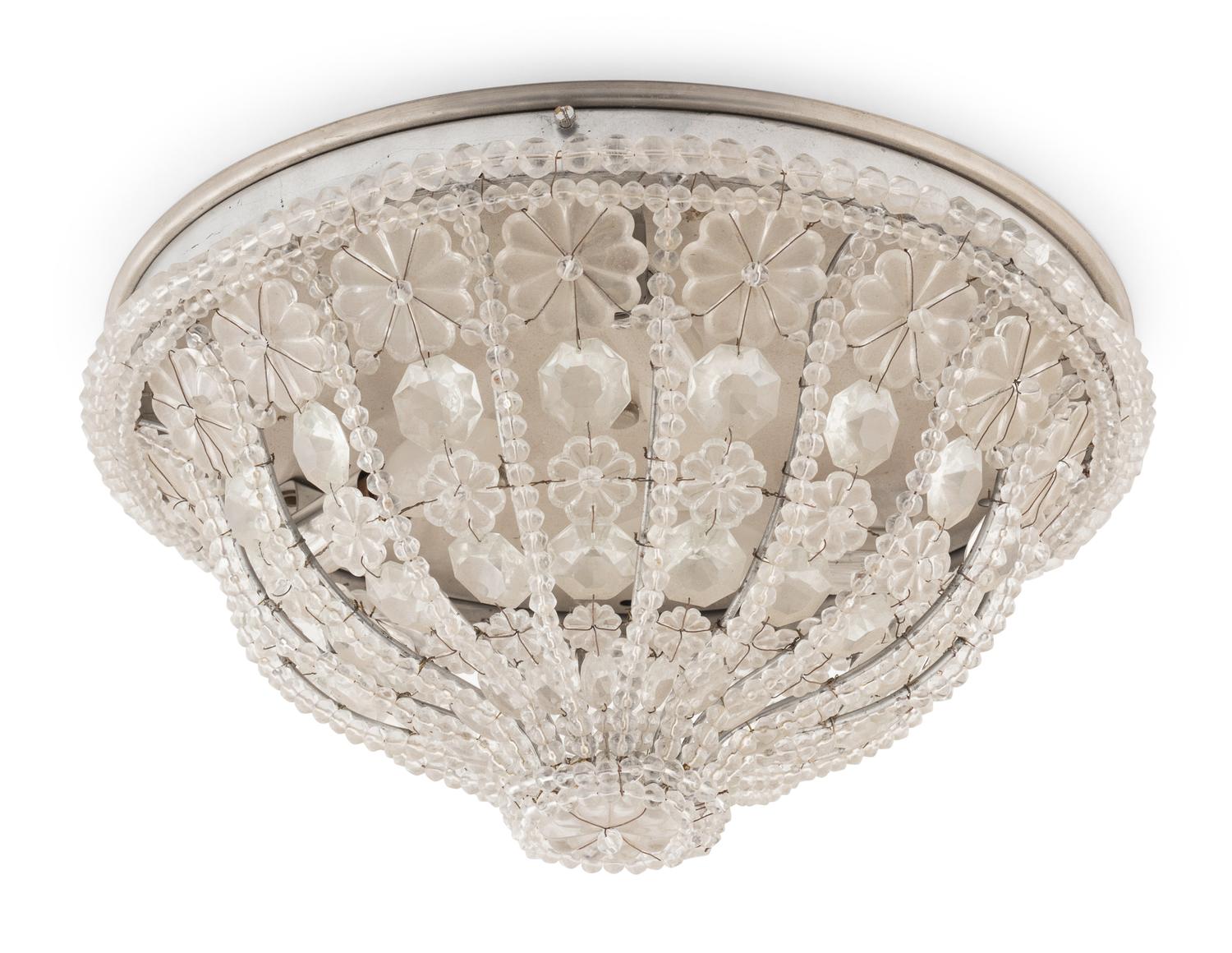 A Beaded Flush-Mount Chandelier in the Style of Maison Baguès