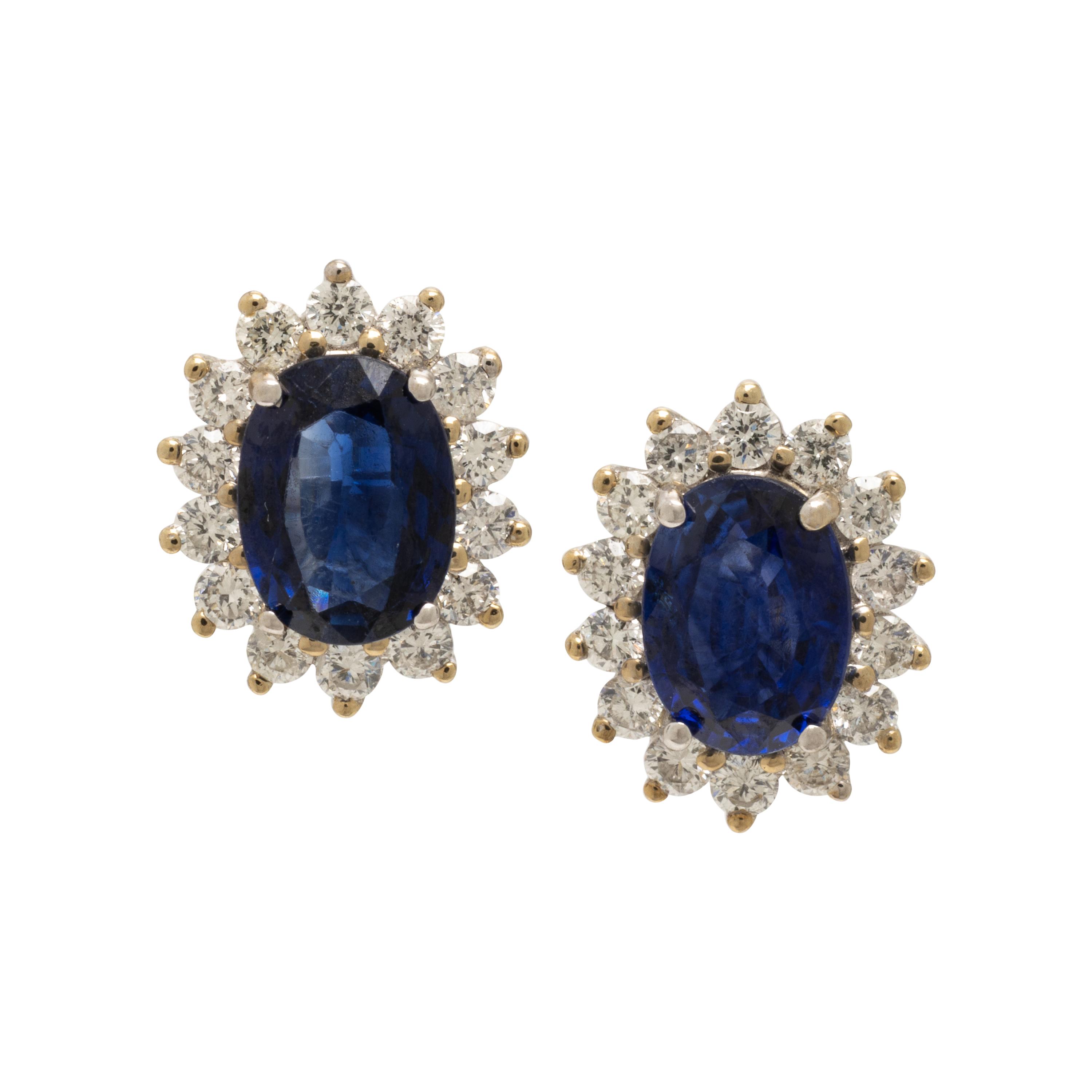 Sapphire and Diamond Stud Earrings