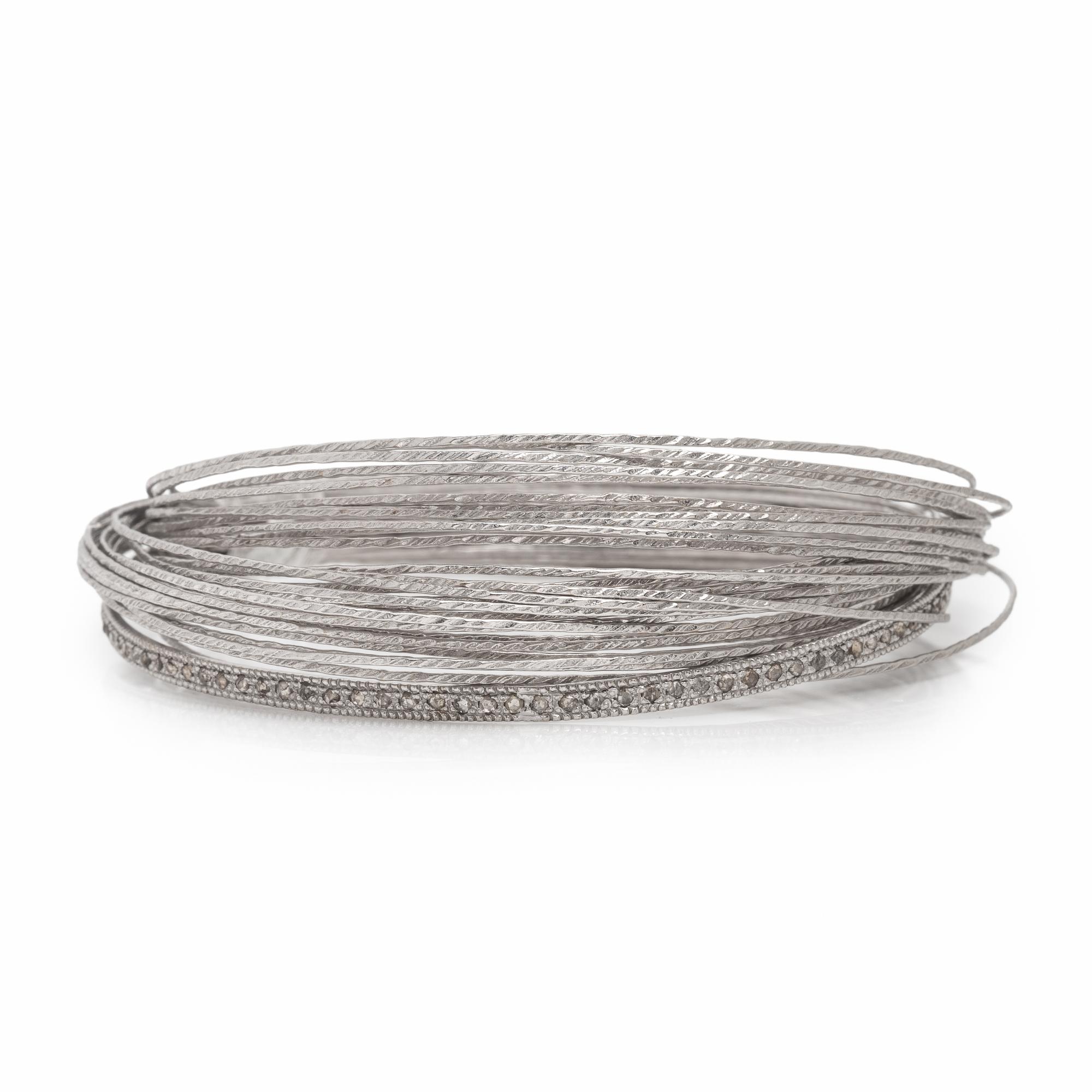 Coomi, White Gold Demi Parure and Sterling Silver Bangle Bracelet