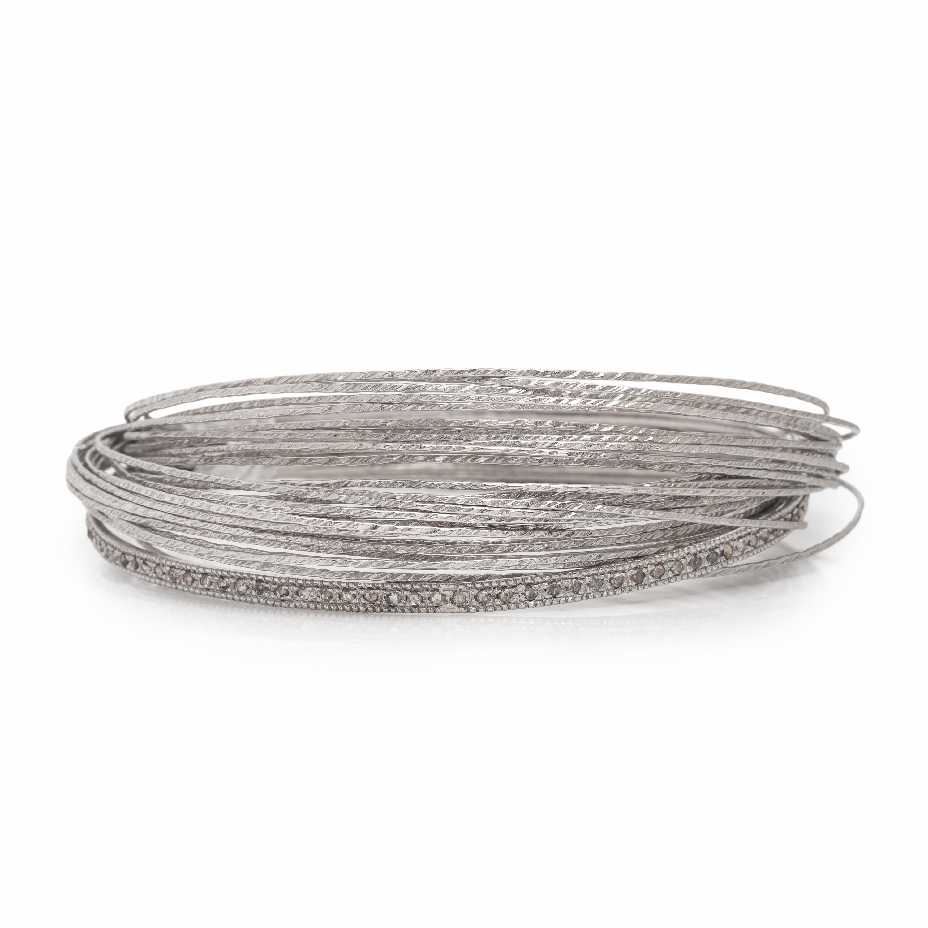 Coomi, White Gold Demi Parure and Sterling Silver Bangle Bracelet