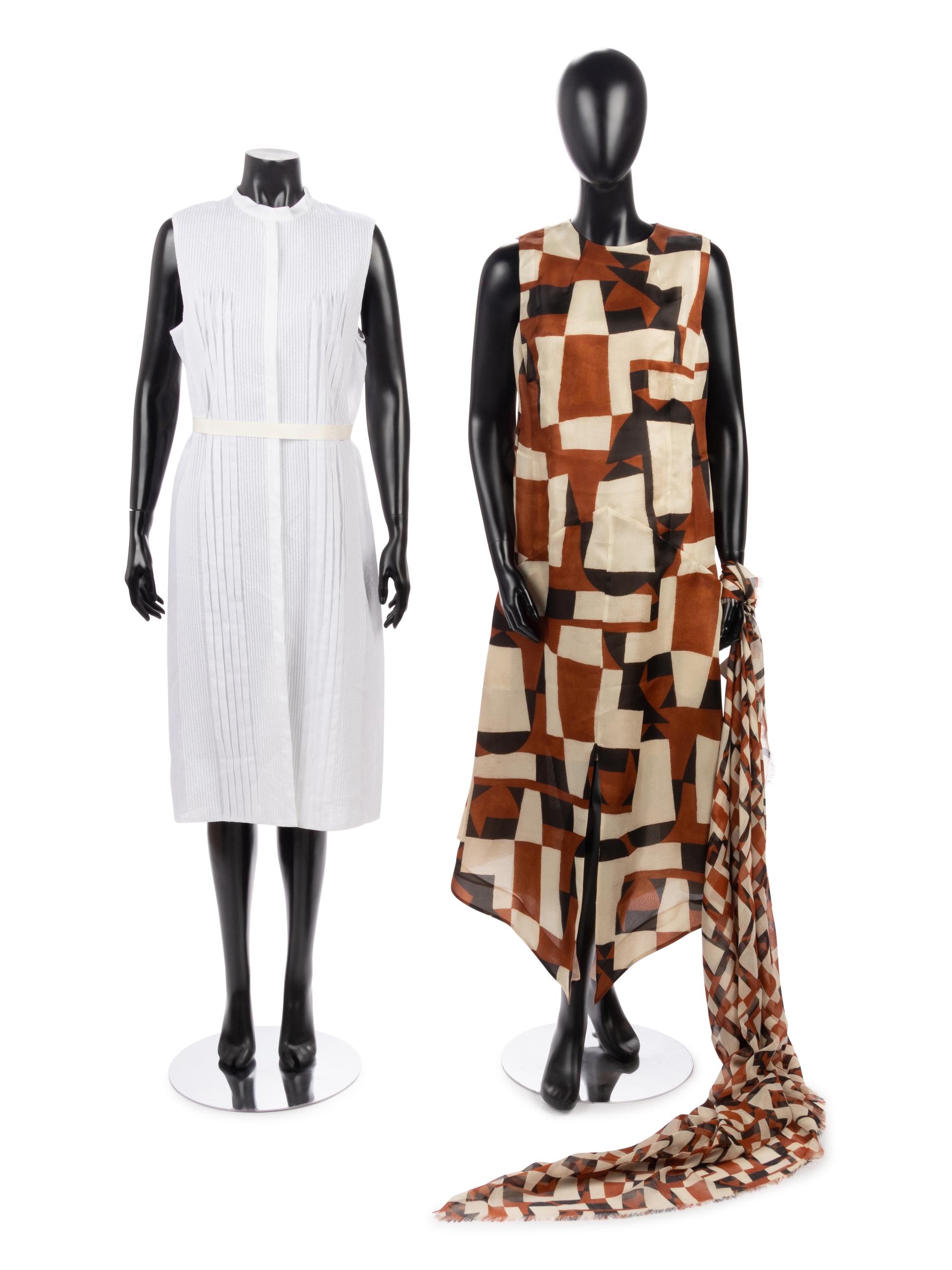 Two Designer Dresses and One Shawl: One Akris with Matching Shawl, One Calvin Klein