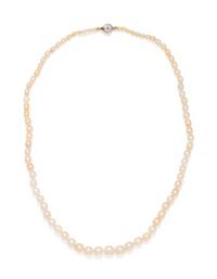 TIFFANY & CO., NATURAL PEARL AND DIAMOND NECKLACE