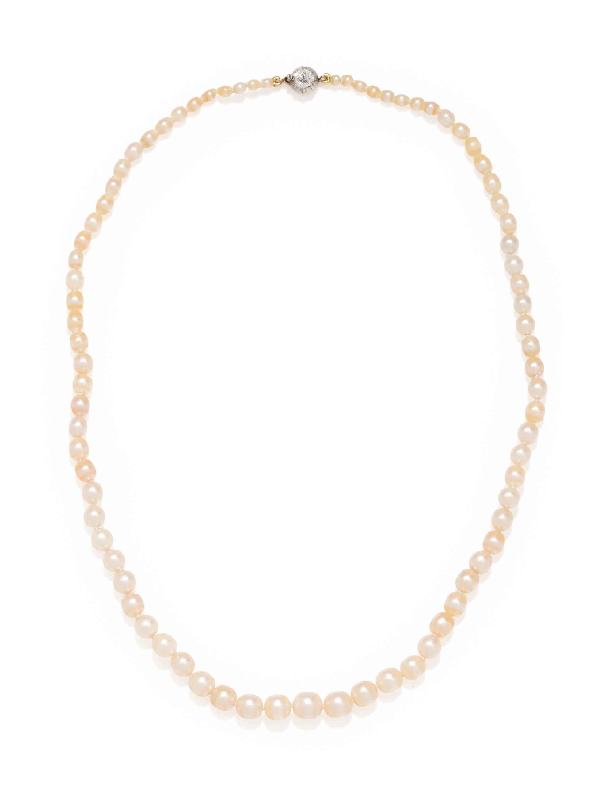 TIFFANY & CO., NATURAL PEARL AND DIAMOND NECKLACE