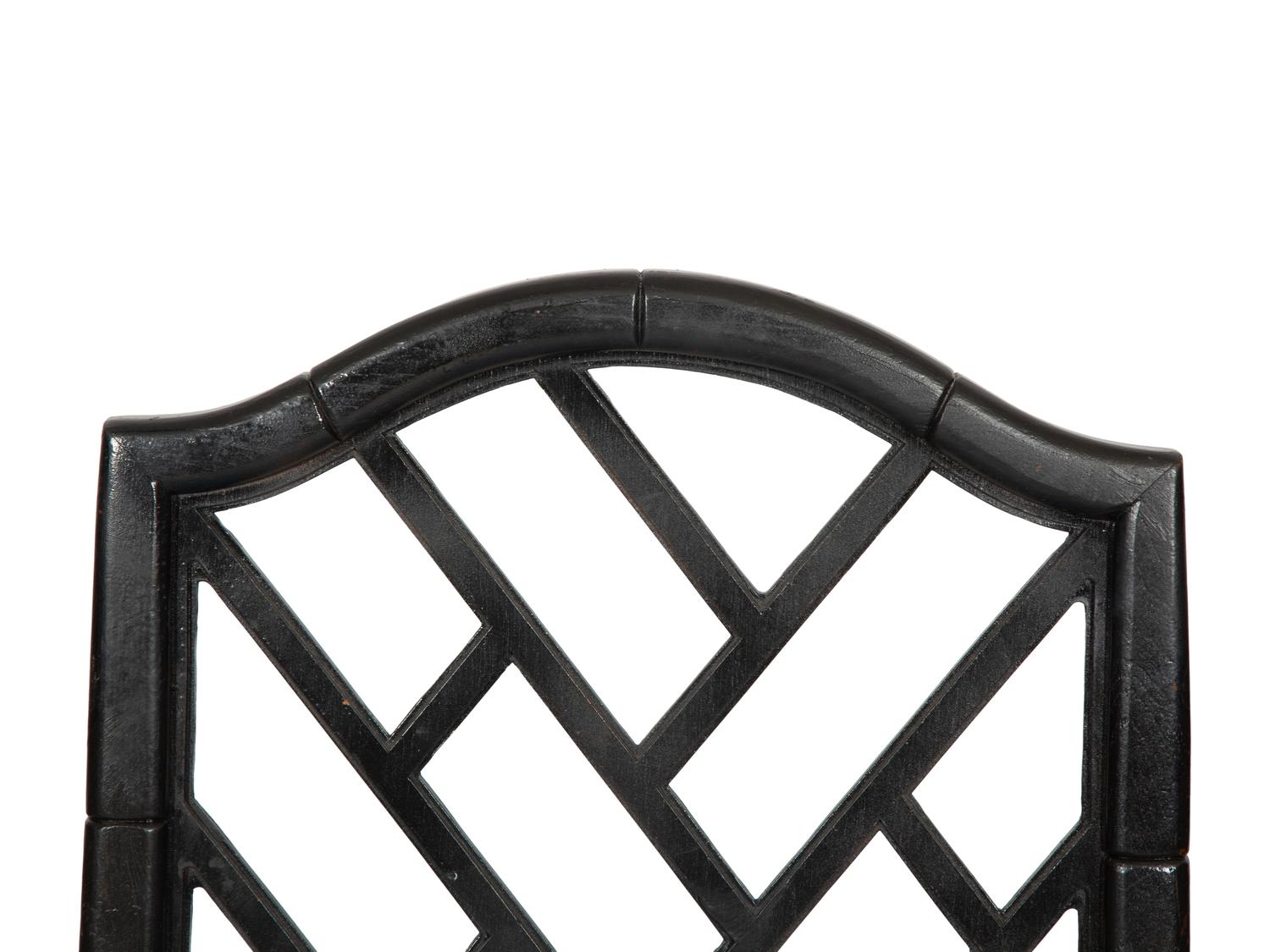 A Set of Six Chinese Chippendale Style Black-Painted Dining Chairs
