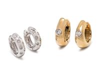 COLLECTION OF GOLD AND DIAMOND HUGGIE EARRINGS