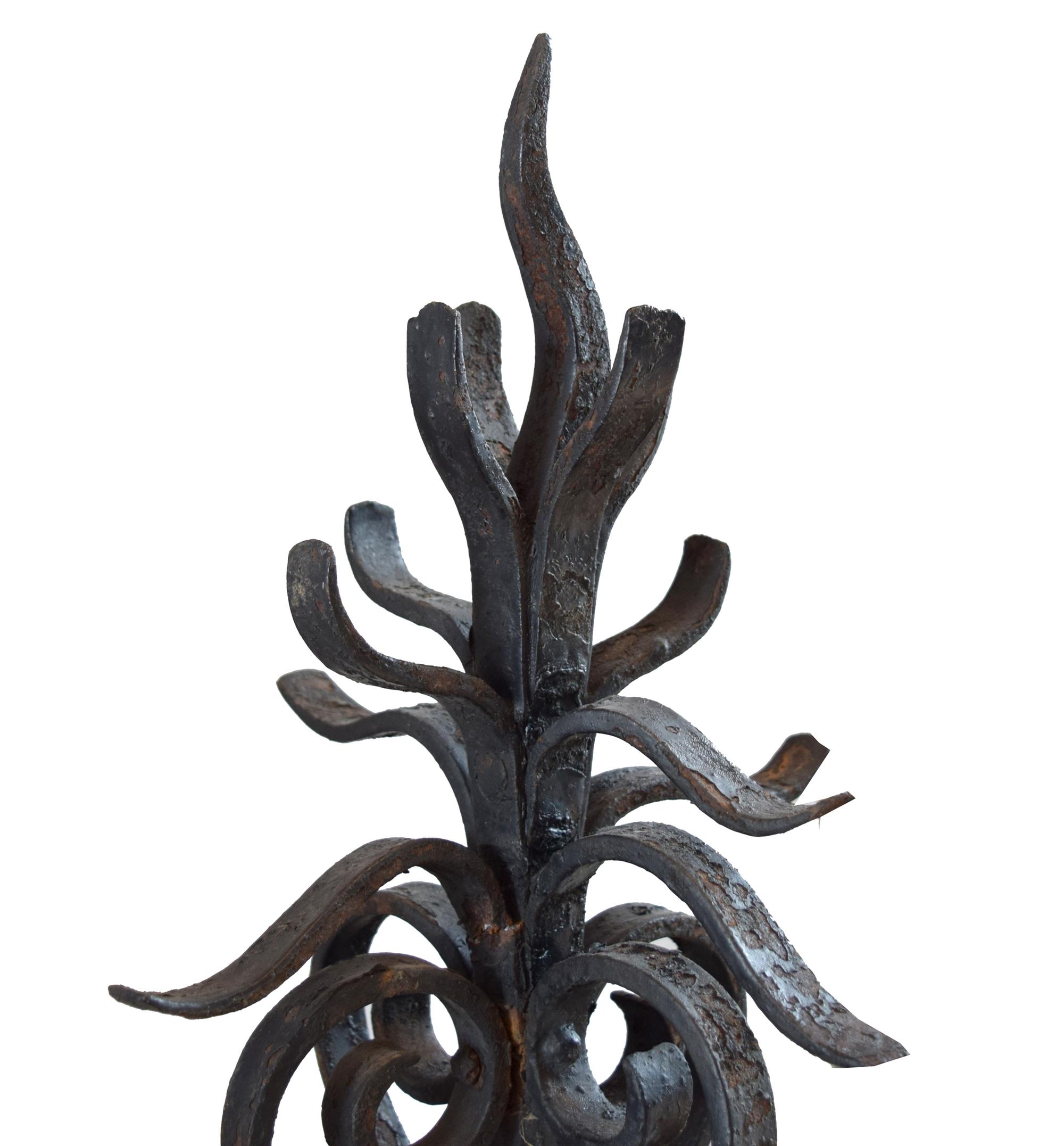 A Pair of Wrought Iron Decorative Finials 12" W x 12" D x 24" H, — United States, Circa 1880