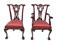 A Set of Eight Chippendale Style Mahogany Dining Chairs — 20TH CENTURY