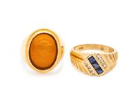 A Collection of Yellow Gold Rings,