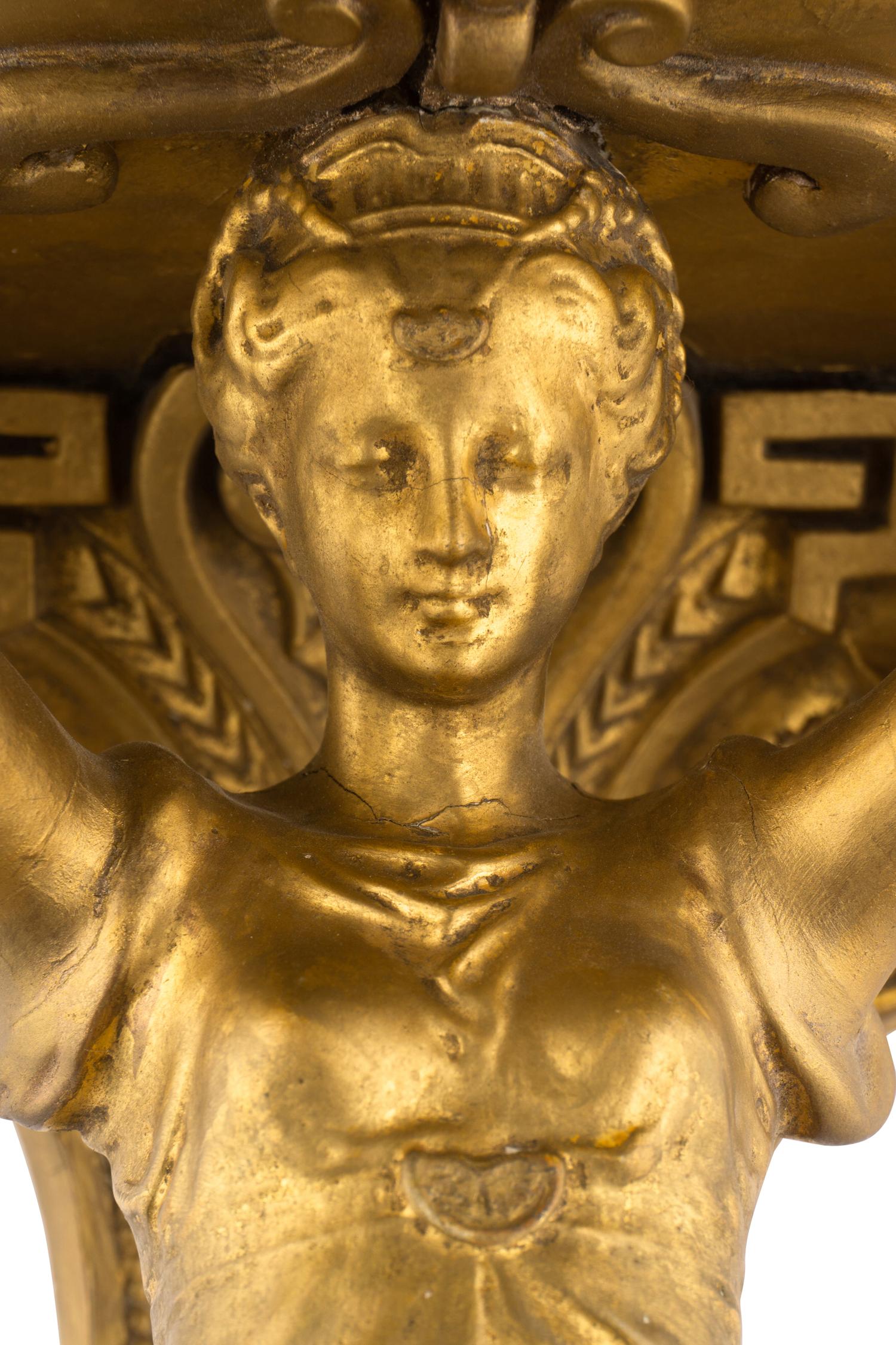 An Italian Carved Giltwood Figural Corner Wall Bracket