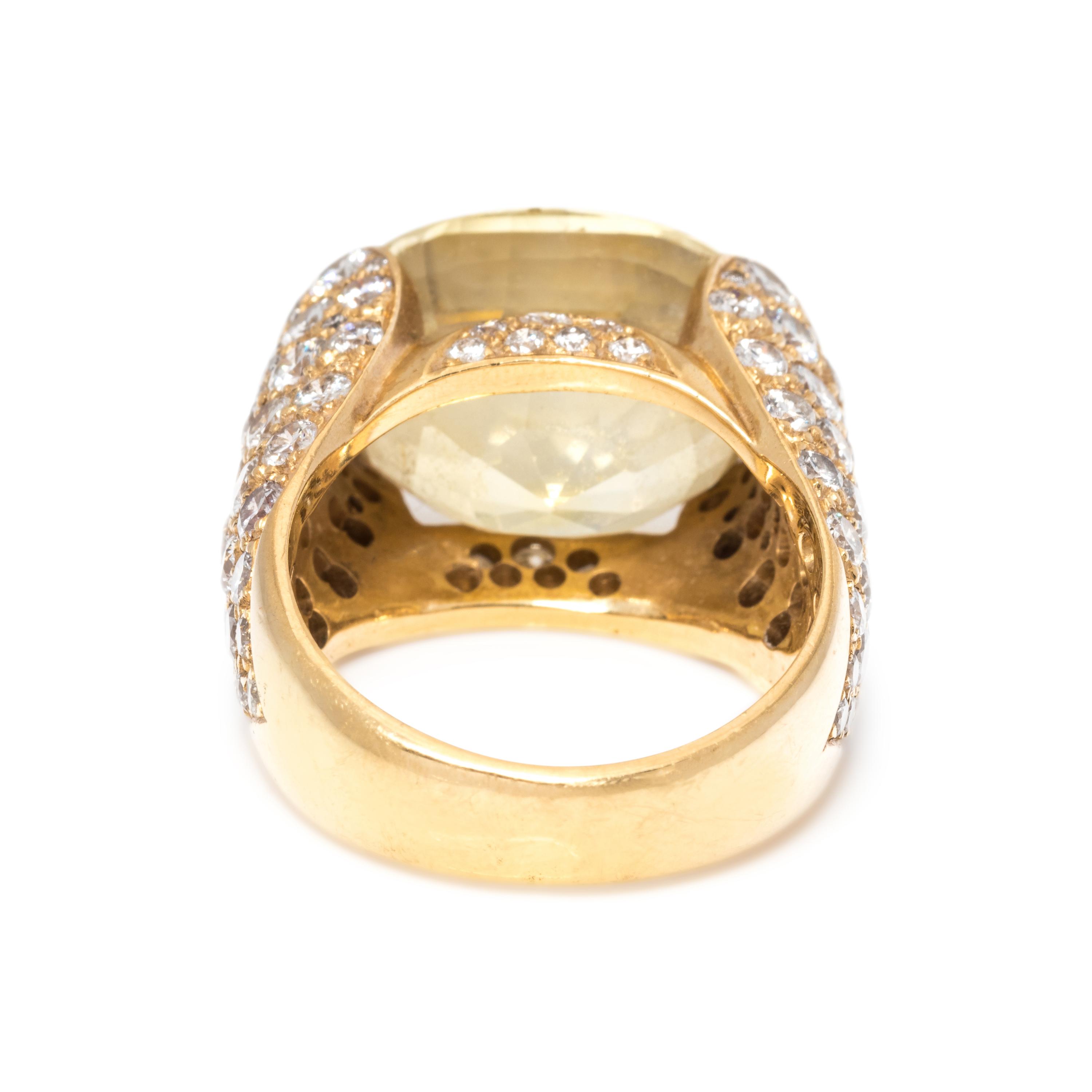 YELLOW SAPPHIRE AND DIAMOND RING