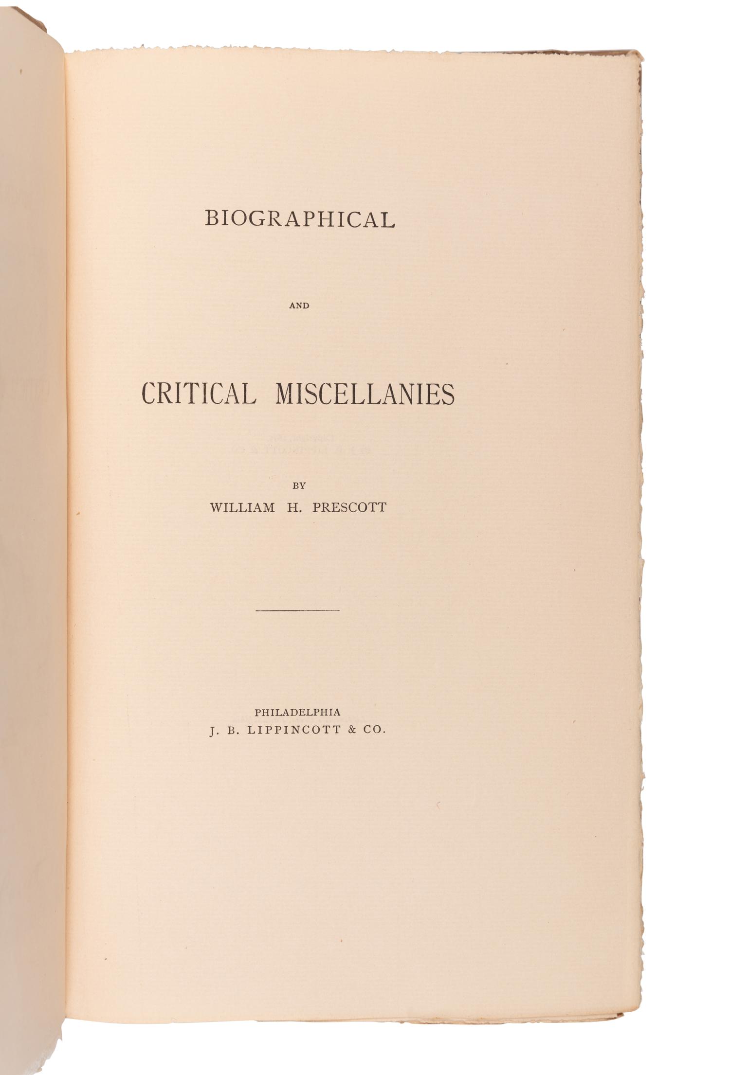 [BINDINGS & SETS]. PRESCOTT, William Hickling (1796-1859). Works . John Foster Kirk, editor.